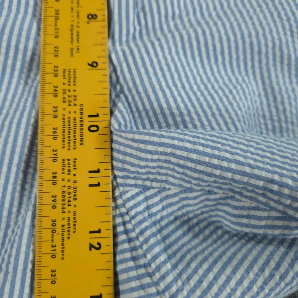 Polo Ralph Lauren Men's 34 Blue Striped Seersucker Chino Shorts Flat Front